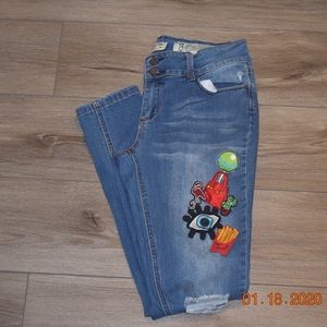 indigo rein patched ripped jeans